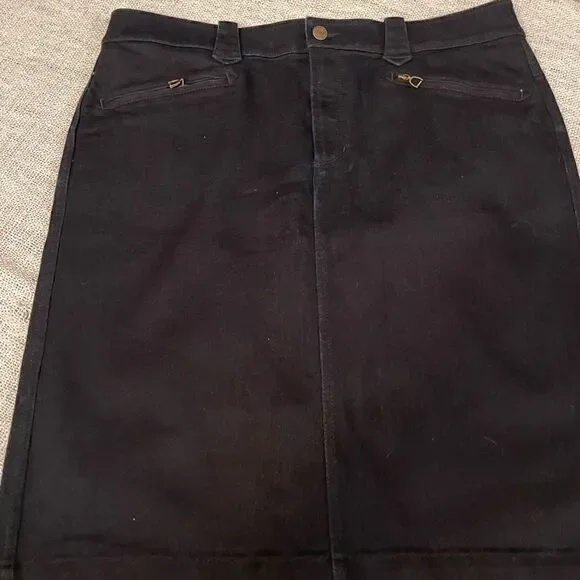 Lauren Ralph Lauren dark denim skirt condition size 12 cotton polyester western - Picture 3 of 15